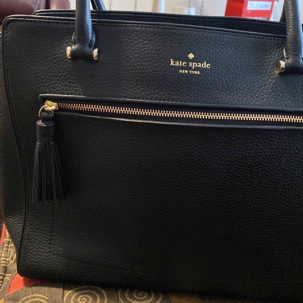 Kate Spade (Large) Black leather Satchel with Tassel